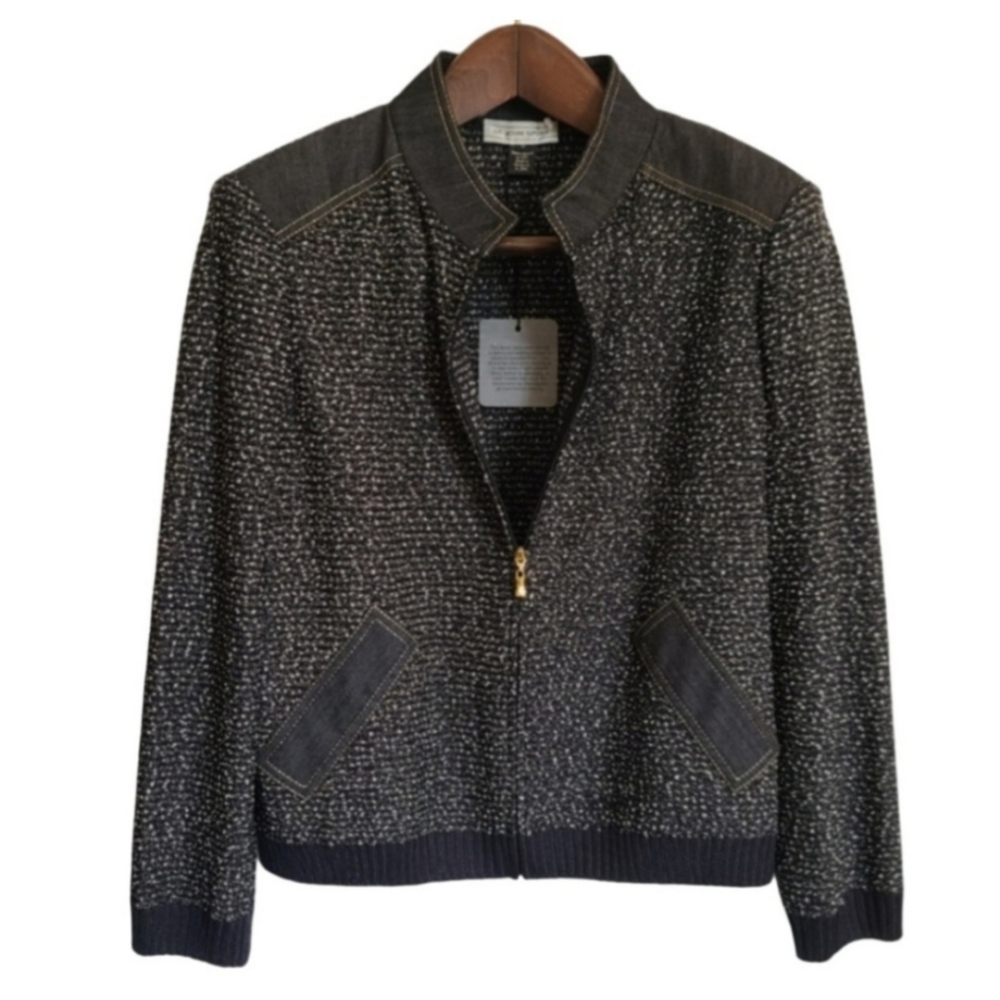 St John Sport Jacket Size M Gray Boucle